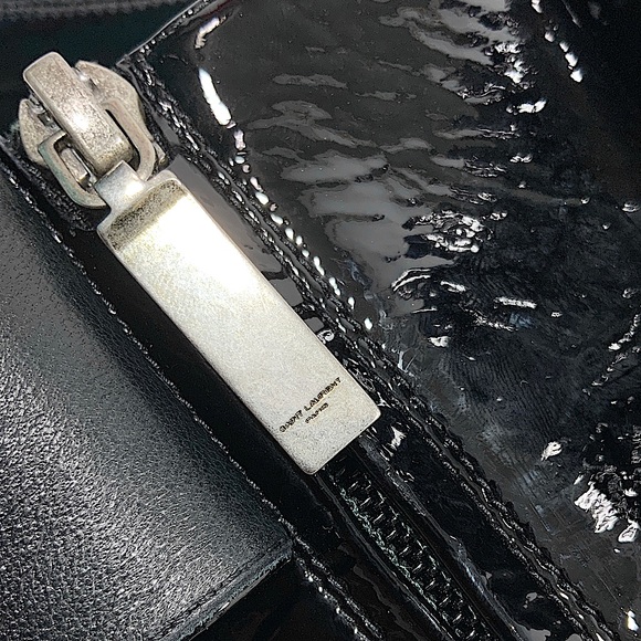 SAINT LAURENT Joplin Buckled Patent-Leather Ankle Boots Size 39/ US 8 - Picture 9 of 14